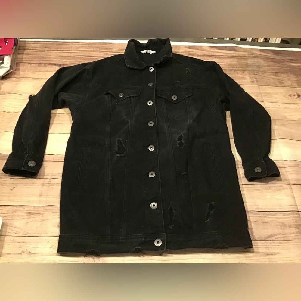 1511 inc black jean denim womans jacket size small
